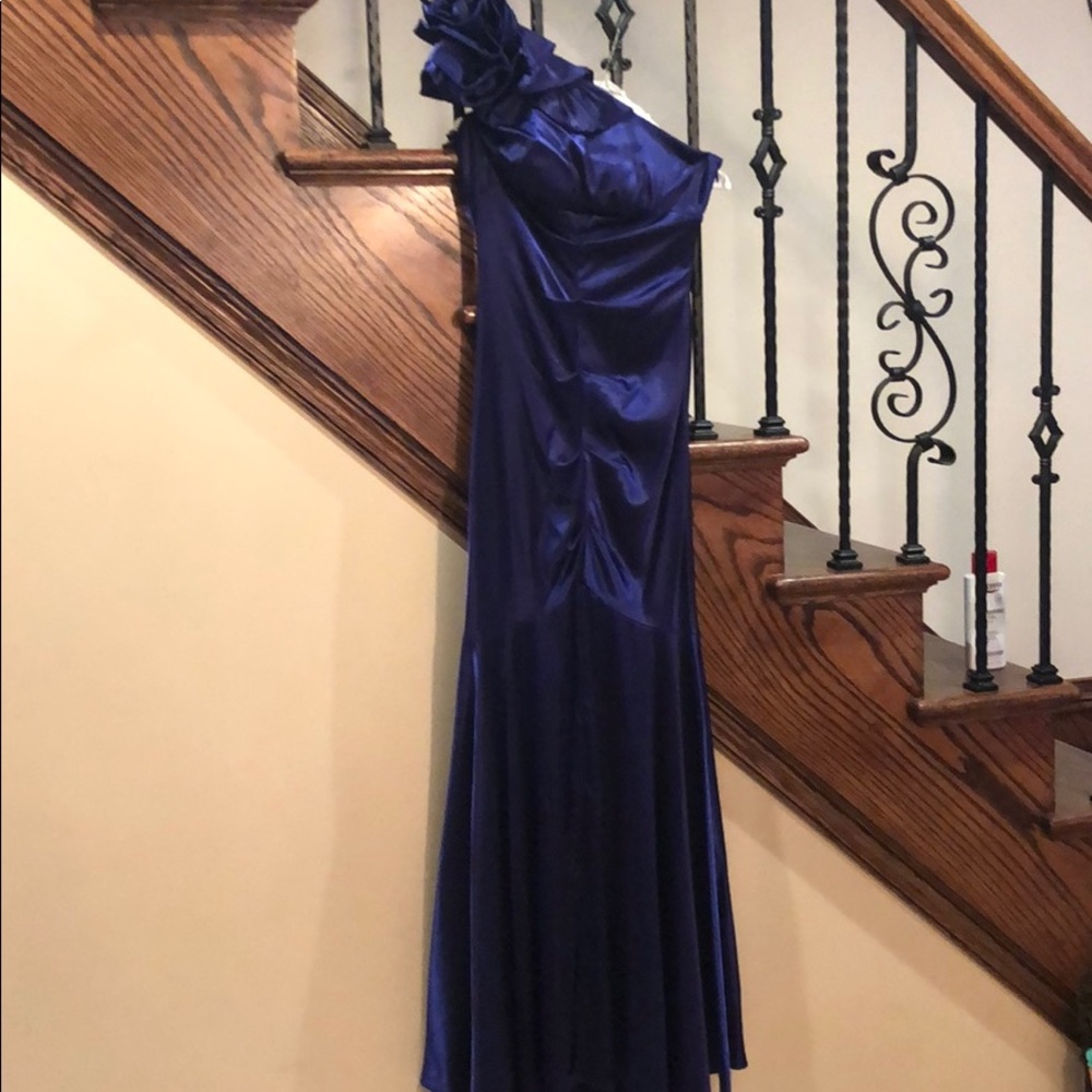 Purple satin stretch gown
